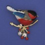 Bullfinch Brooch, Enamel, White Rhinestones, 48x38mm+/- Gold-Tone Metal