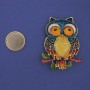 Owl Brooch, Magnetic, Enamel, 55x40mm+/- Gold-Tone Metal