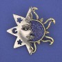 Sun and Star Brooch, 48mm+/-, Gold-Tone Metal