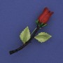 Rose Brooch Enamel Silver-Tone Metal 25x57mm+