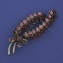 Branch Brooch Purple Rhinestones Silver-Tone Metal 64x25mm+