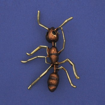 Ant Brooch Brown Enamel, Gold-Tone Metal 42x57mm+