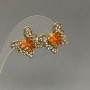 Stud Earrings Butterfly with White Rhinestones, Diameter 17x17mm+