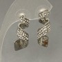 Post earrings with white rhinestones, diameter 10×28mm±, silver-toned metal