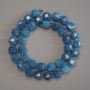 Natural Stone Beads Apatite Faceted Cube, 8.5x8.5mm+/- with 3mm+/- Seed Beads, Length 37cm+/-, on Thread