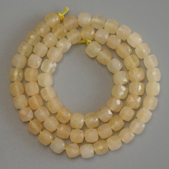 Beads Citrine Faceted Cube 5x5mm+- on Thread, Length 37cm+
