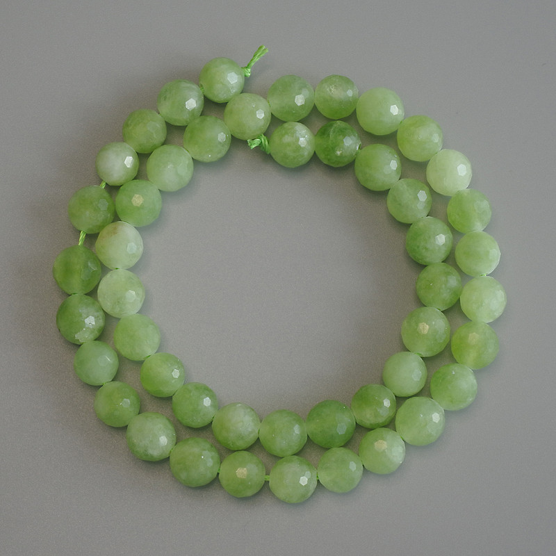 Chrysolite Olivine Natural Stone Beads, Faceted Ball, Diameter 8mm+/-, Length 36cm+