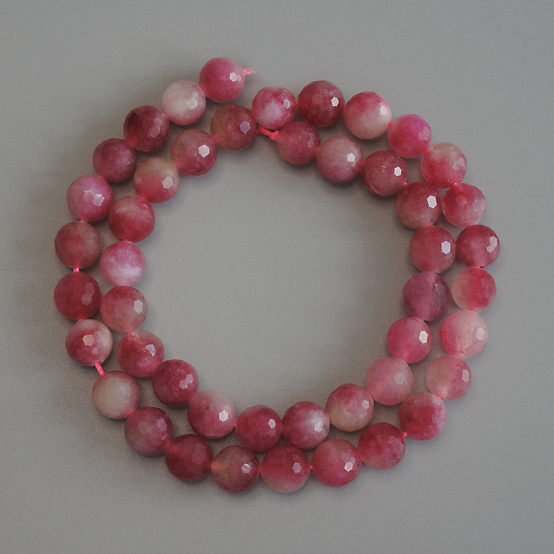 Tourmaline Beads, Faceted Round 8mm+/-, on Thread, Length 37cm+