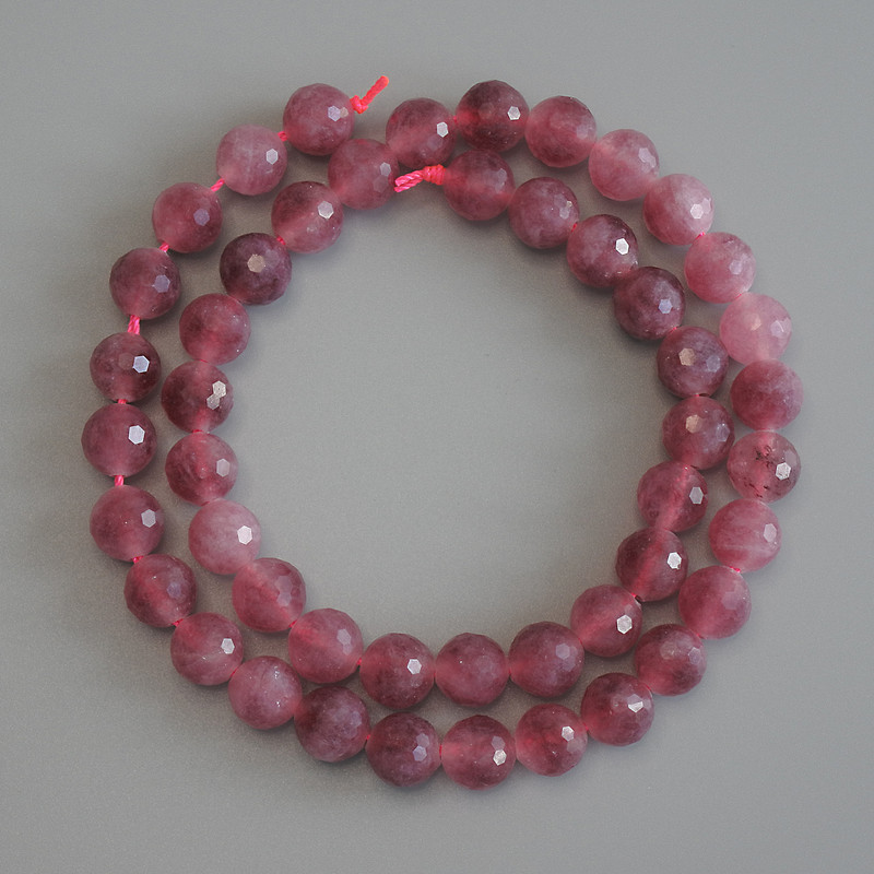 Tourmaline Beads, Faceted Round 8mm+/-, on Thread, Length 38cm+