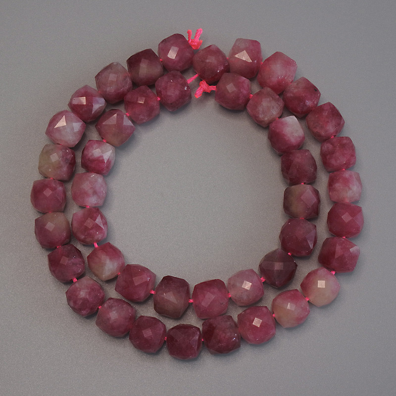 Tourmaline Beads Faceted Cube 9x9mm+/- on a Thread, Length 36cm+