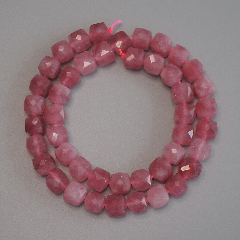 Tourmaline Beads Faceted Cube 9x9mm+/- on a Thread, Length 37cm+