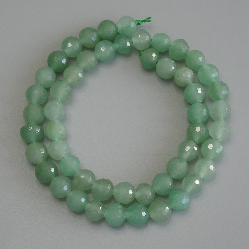 Nephrite Faceted Round Beads on a Strand, diameter 8mm+-, length 38cm+