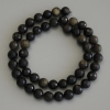 Sun Obsidian Beads on Thread, Natural Stone, Faceted Round, Diameter 8mm+/-, Length 38cm+