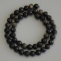 Sun Obsidian Beads on Thread, Natural Stone, Faceted Round, Diameter 8mm+/-, Length 38cm+