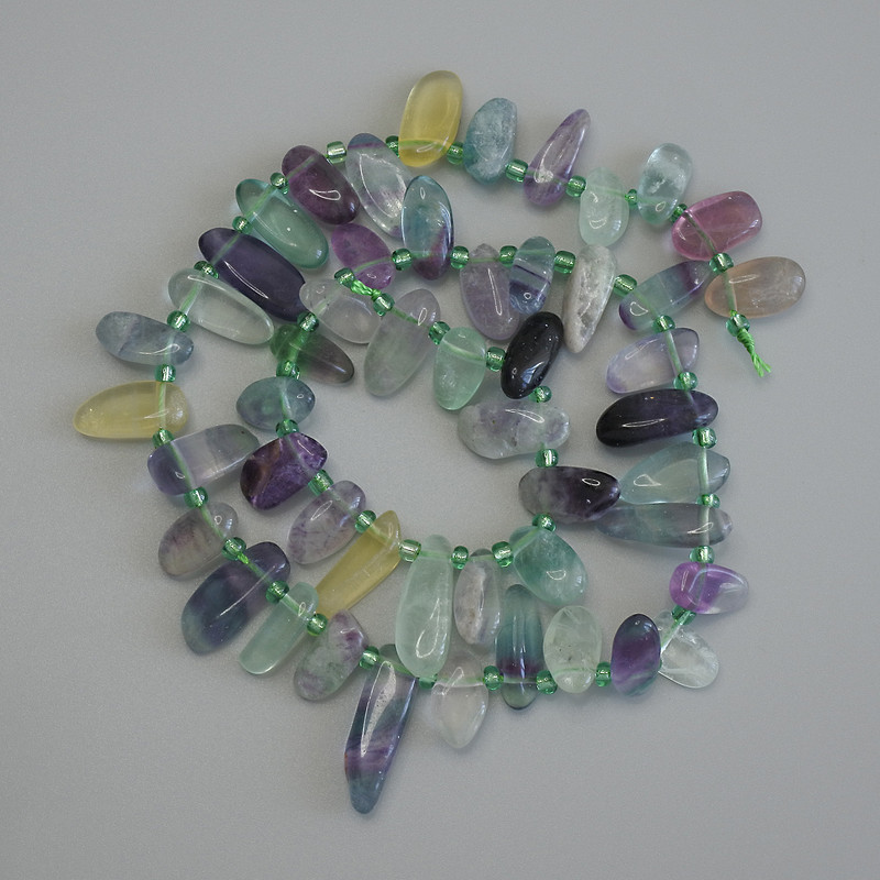 Fluorite Butterfly Tumbled Beads, diameter 10-17x7-8mm+/- with 3mm+/- seed beads, length 39cm+/- on a strand