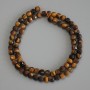 Tiger's Eye Beads, Faceted Cube, Diameter 5x5cm+/-, Length 38cm+, on Thread