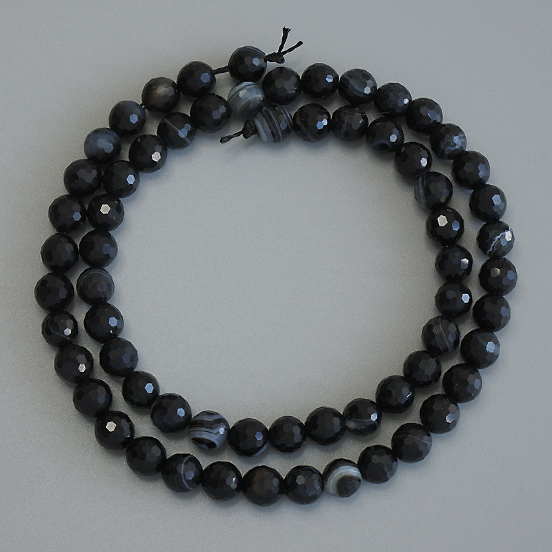 Agate Faceted Round Beads, diameter 6mm+/-, length 37cm+/- on a strand