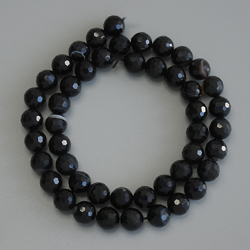 Agate Faceted Round Beads, diameter 8mm+/-, length 37cm+/- on a strand