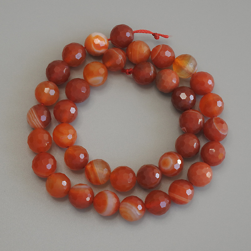Agate Beads, Faceted Round, Diameter 10mm+/-, Length 37cm+/- on a Strand