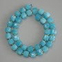 Aquamarine Faceted Cube Beads, diameter 8x8mm+- with 3mm+- seed beads, length 37cm+- on a strand
