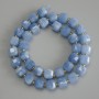 Aquamarine Faceted Cube Beads, diameter 8.5x8.5mm+- with 3mm+- seed beads, length 37cm+- on a strand