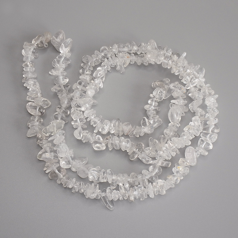 Rock Crystal Chip Beads, diameter 10x3-5mm+/-, length 76cm+/- on fishing line
