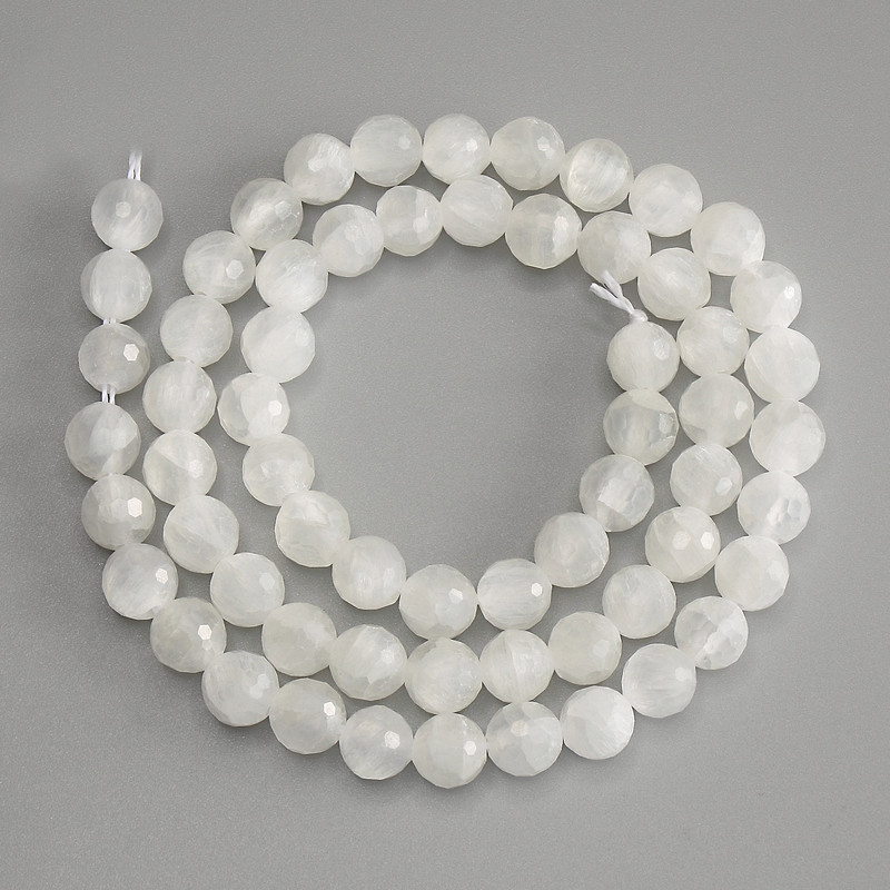 Rock Crystal Beads, Faceted Round 6mm+/-, Length 37cm+/-, on a Strand