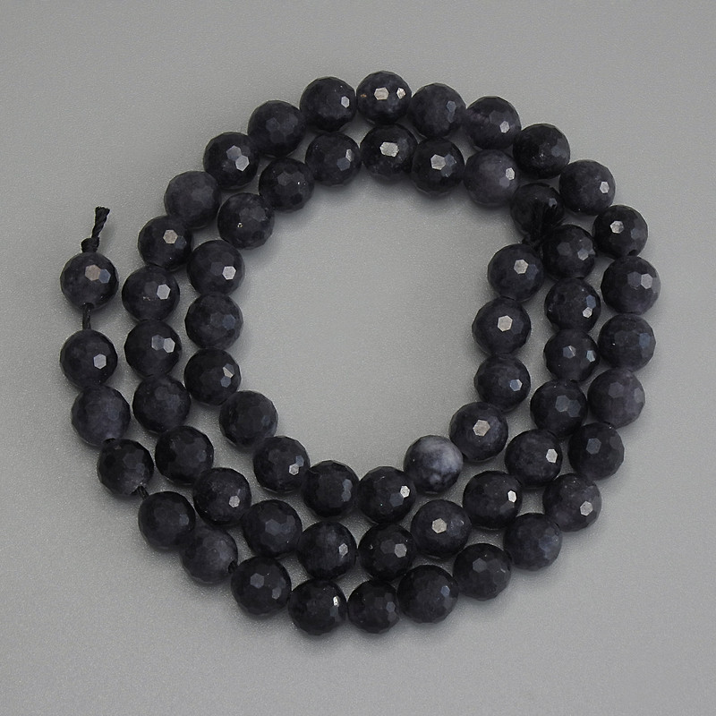 Iolite Beads, Faceted Round 6mm+/-, on a Thread, Length 37cm+