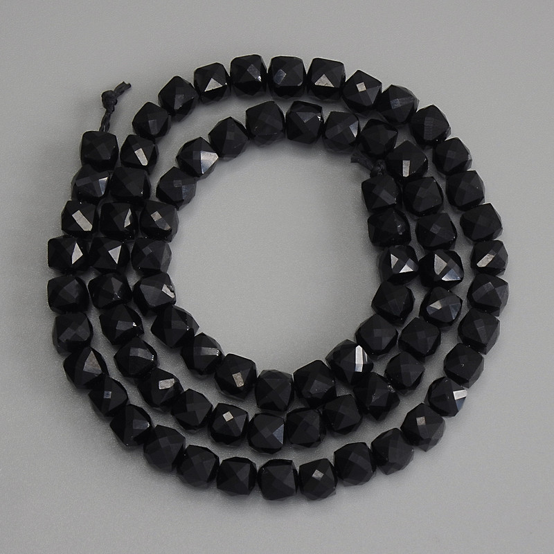 Tourmaline Faceted Cube Beads 5x5mm+/- on Thread, Length 37cm+