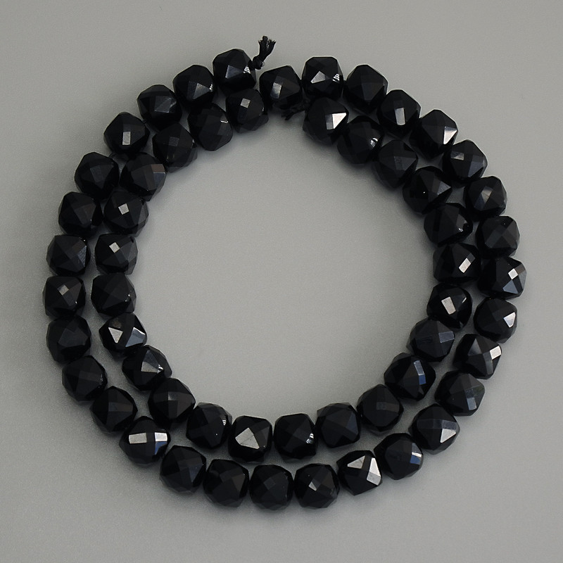 Tourmaline Faceted Cube Beads 7x7mm+/- on Thread, Length 38cm+