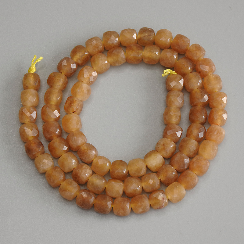 Citrine Beads Faceted Cube 6mm+/-, on a strand, length 38cm+