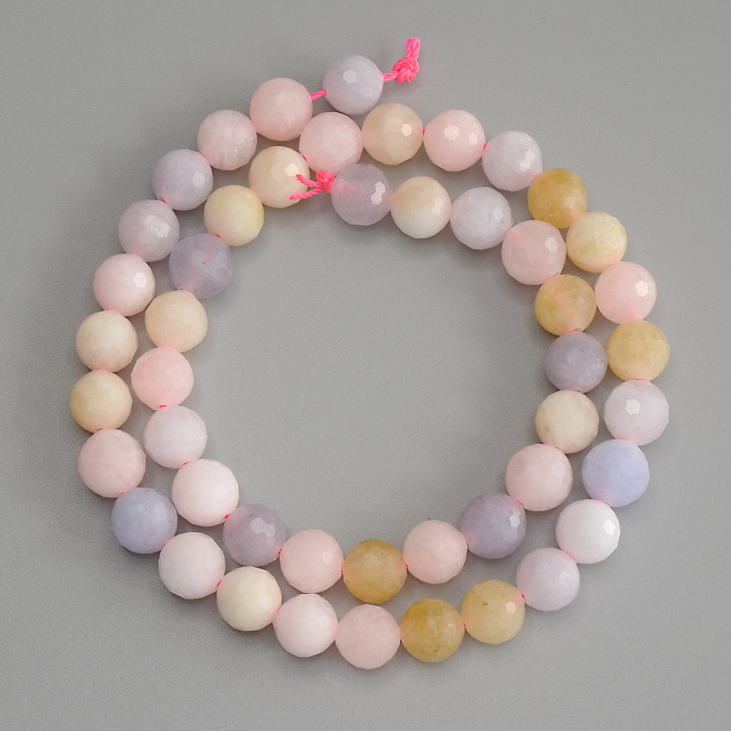 Morganite Beads, Faceted Round, 8mm+/- Diameter, Length 37cm+