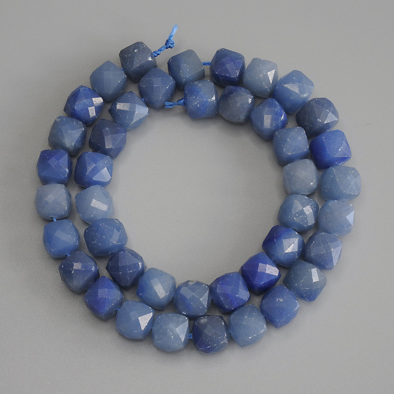 Aventurine Faceted Cube Beads, Diameter 9x9mm+/-, Length 38cm+