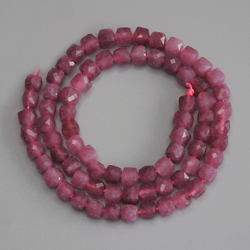 Tourmaline Beads Faceted Cube 5x5mm+/-, on a strand, length 36cm+