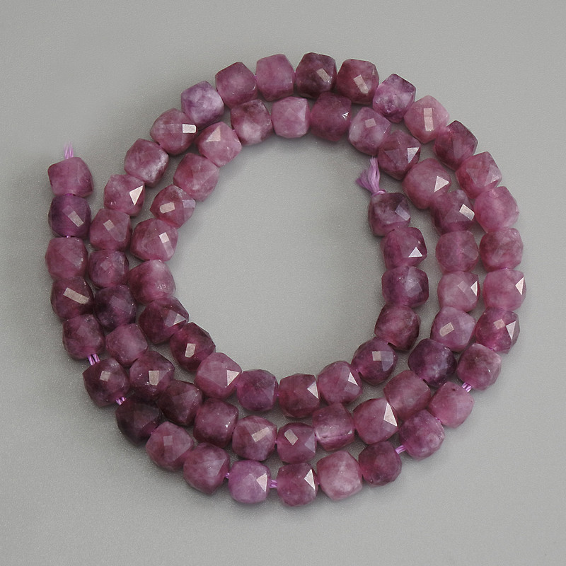 Tourmaline Beads Faceted Cube 5x5mm+/- on Thread, Length 37cm+