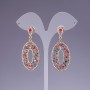 Earrings with Multicolour Rhinestones, Length 5.5cm, Yellow Metal