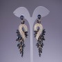 Earrings with Dark Blue Crystals, Length 9cm, Yellow Metal