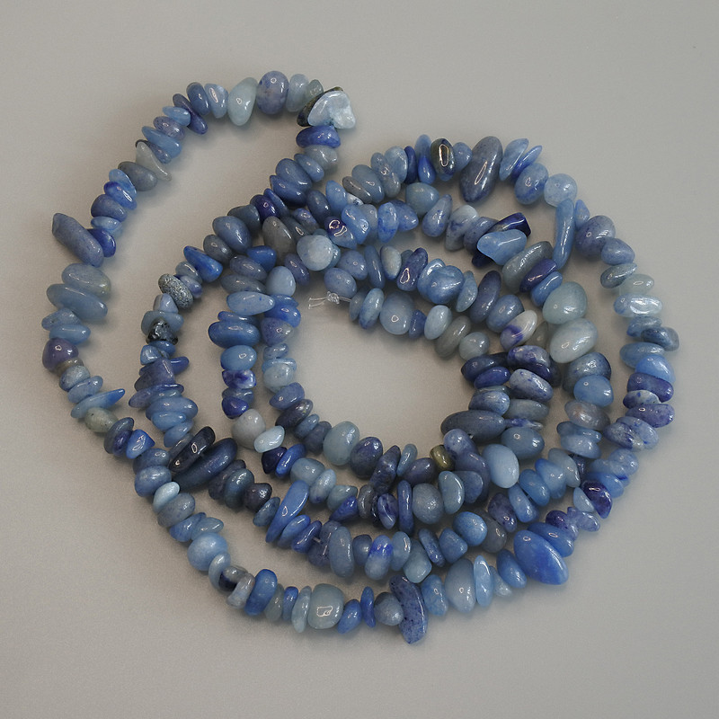 Blue Aventurine Chip Beads, diameter 5-8x3-5mm+/-, length 80cm+/- on fishing line