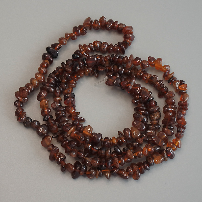Garnet Hessonite Chip Beads, diameter 7-9x4mm+-, length 80cm+- on fishing line