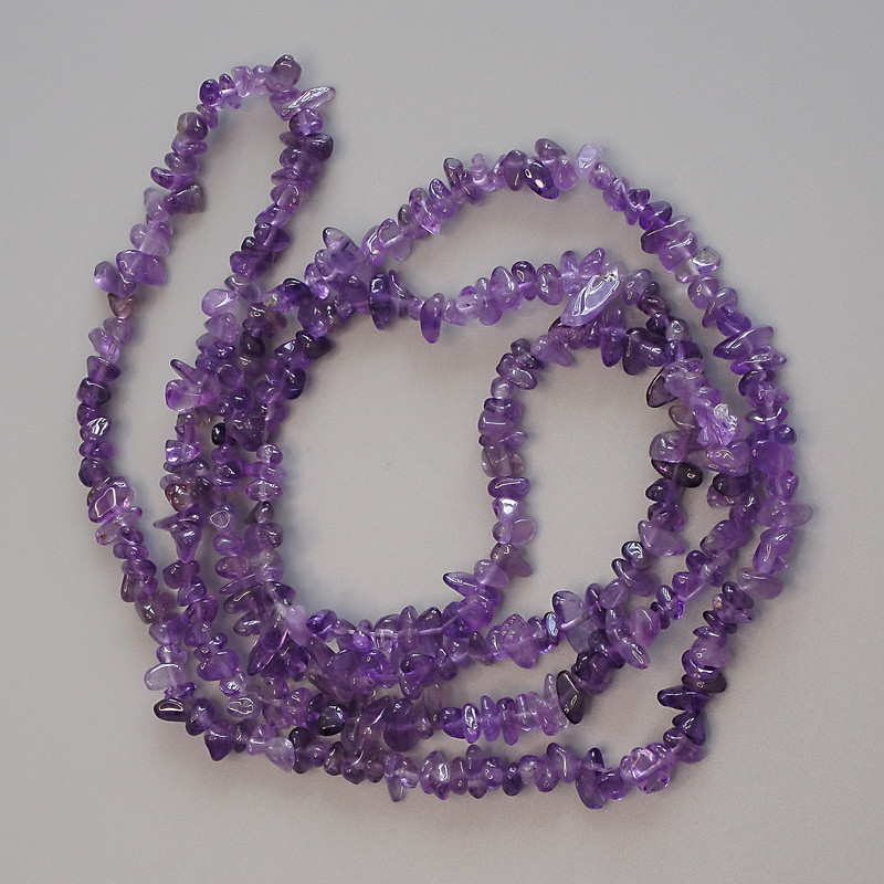 Amethyst Chip Beads, diameter 7-9x3mm+-, length 78cm+- on fishing line