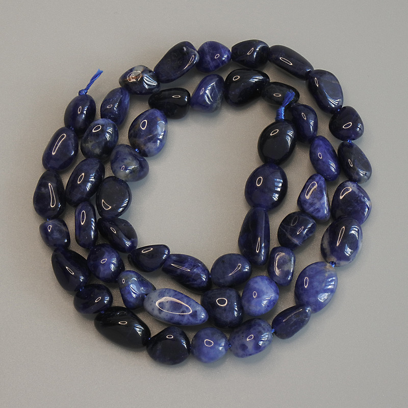 Sodalite Tumbled Beads, diameter 8-12x7mm+-, length 40cm+- on thread