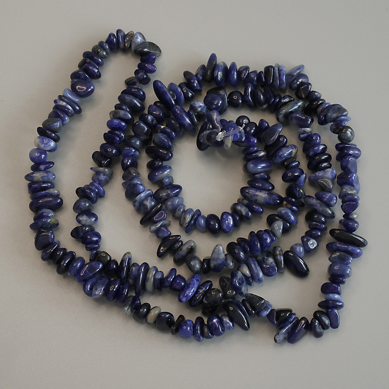 Sodalite Chip Beads, diameter 6-9x2-4mm+-, length 80cm+- on fishing line