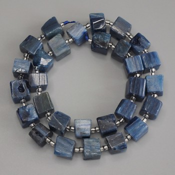 Apatite Cube Beads, diameter 9-10x9-10mm+- with 3mm+- seed beads, length 39cm+- on a thread