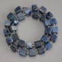 Apatite Cube Beads, diameter 9-10x9-10mm+- with 3mm+- seed beads, length 39cm+- on a thread