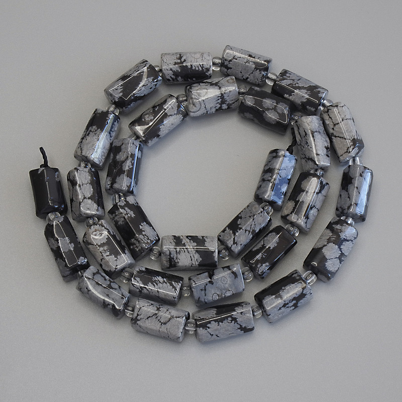 Snowflake Obsidian 'Apache Tears' Faceted Rondelle Beads, Diameter 11x7-8mm+/- with 3mm+/- Seed Beads, Length 40cm+/- on a Thread