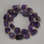 Amethyst Beads Raw Stone, diameter 15-19x10-14mm+-, with 3mm+- seed beads, length 40cm+- on a strand