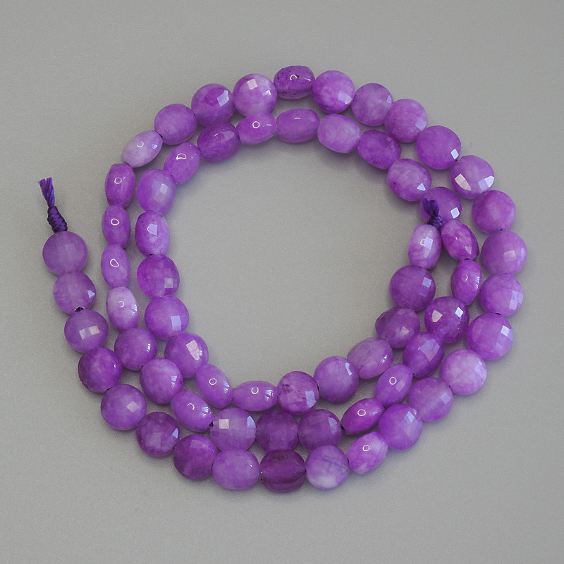 Lavender Amethyst Beads faceted coin, diameter 6mm+-, length 39cm+- on a strand