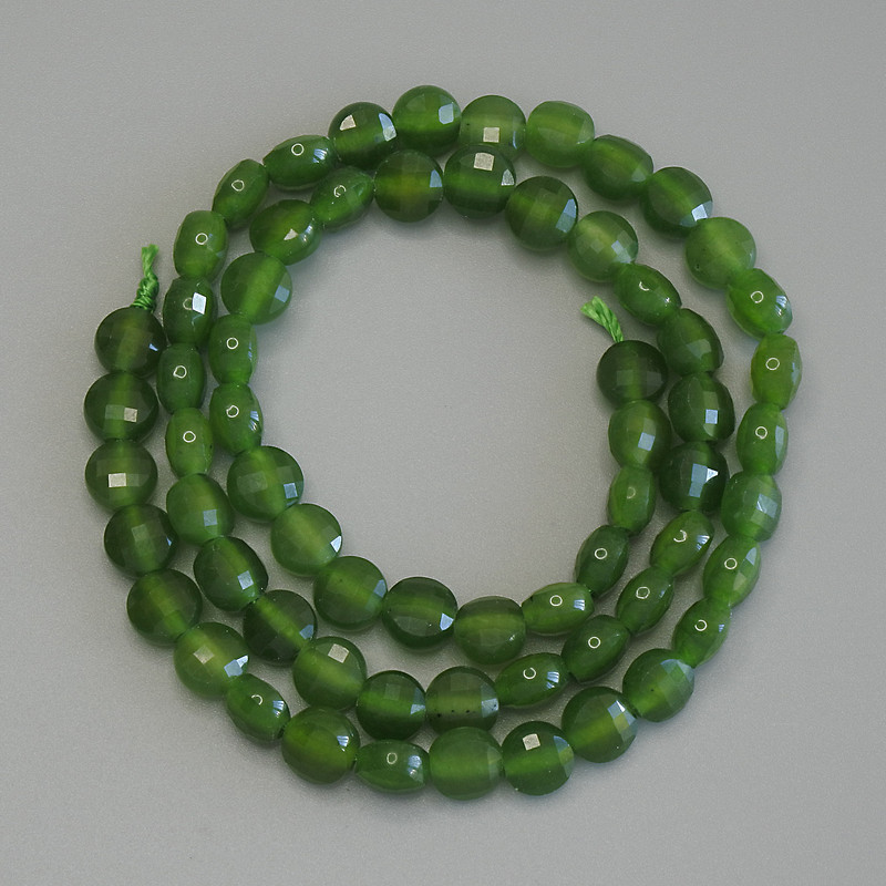 Chrysoprase Beads faceted coin, diameter 6mm+-, length 39cm+- on a strand