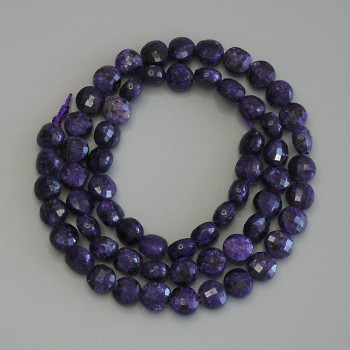 Sugilite Beads faceted coin, diameter 6mm+-, length 39cm+- on a strand