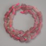 Strawberry Quartz Raw Stone Beads, diameter 9-14x6-10mm+-, length 40cm+- on a thread
